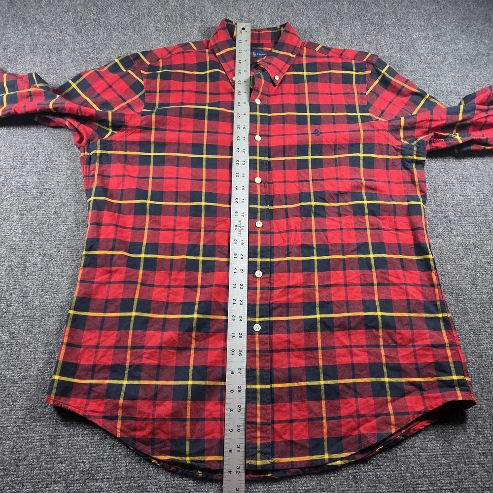 Polo Ralph Lauren Men's Long Sleeve Light Flannel Button Down Shirt Plaid Red L